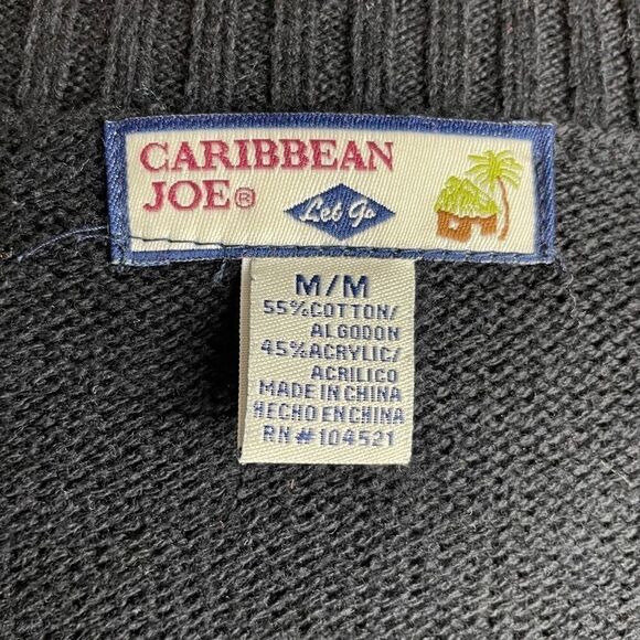 NWOT Caribbean Joe Black Cardigan Sweater Size M - Picture 6 of 6